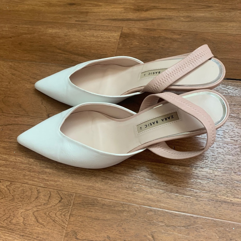 White Zara Sling back